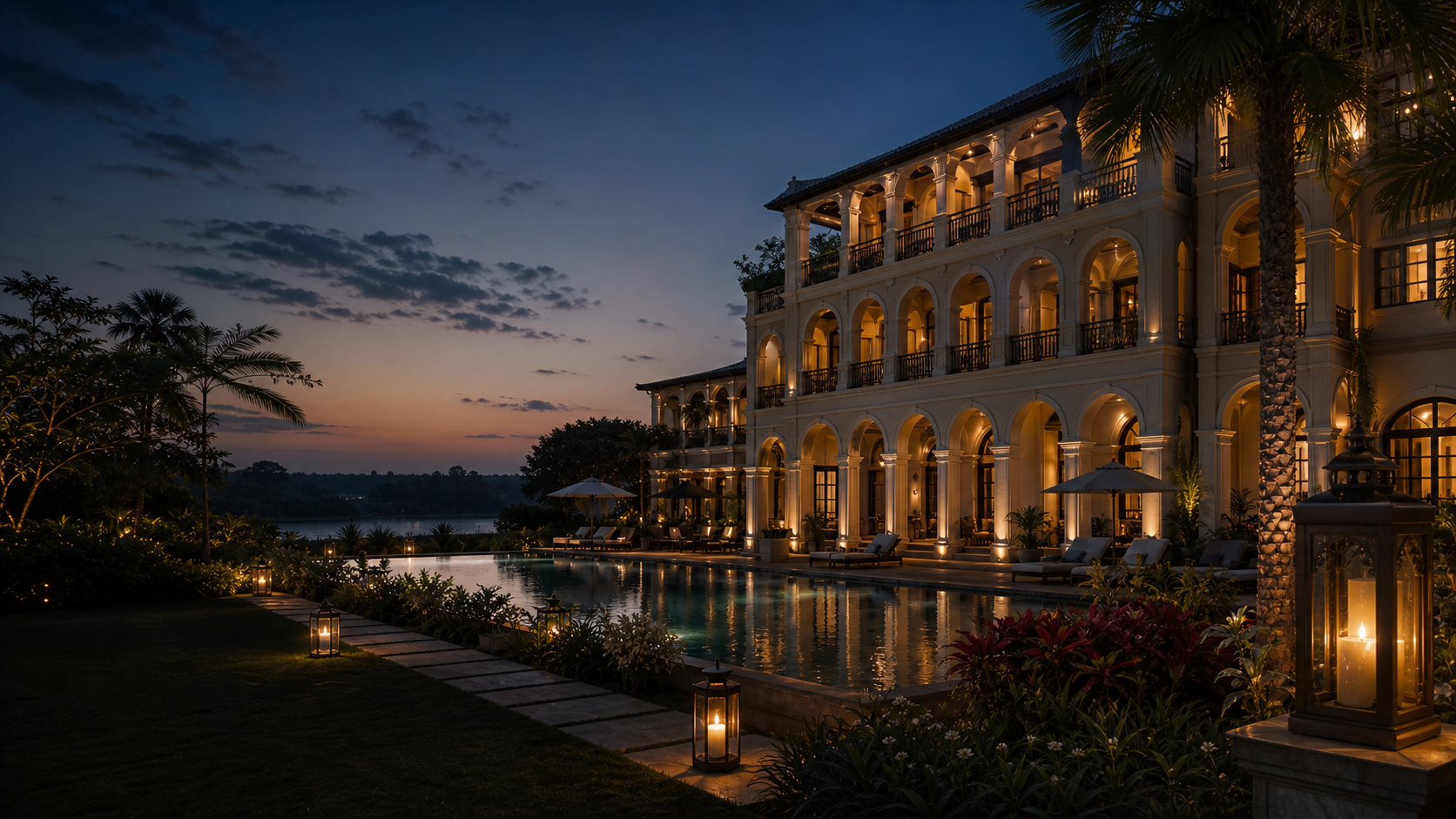 Grand Hibis resort at twilight
