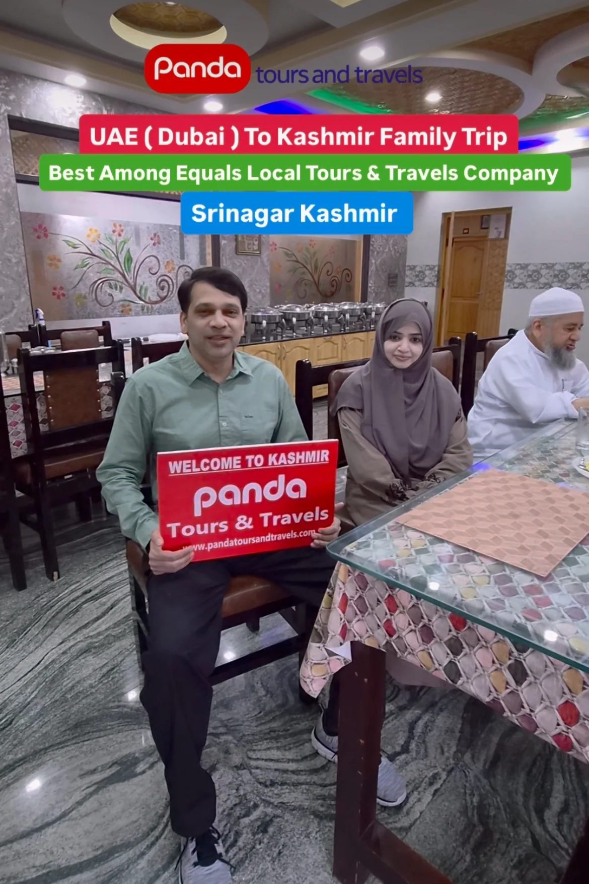 Guests from Dubai sharing a welcome moment with Panda Tours and Travels