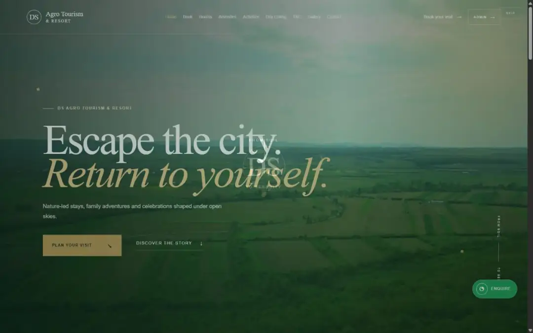DS Agro Tourism & Resort project interface preview by Sati Tech