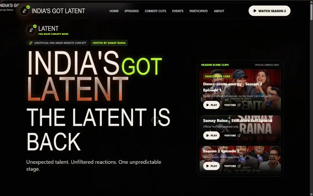 India's Got Latent project interface preview by Sati Tech