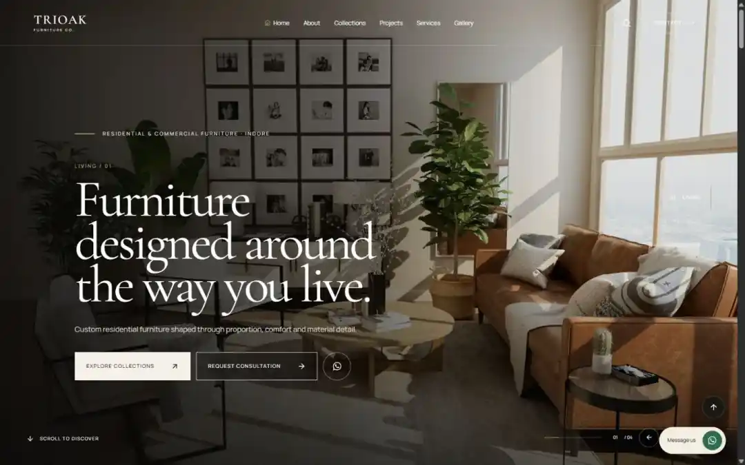 Trioak Furniture project interface preview by Sati Tech